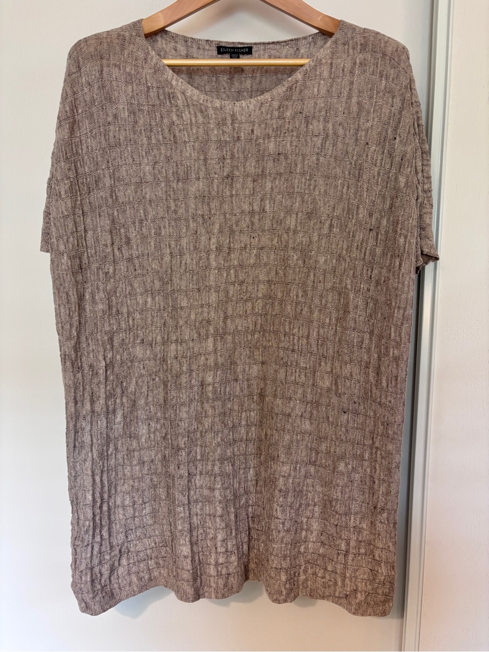 Eileen Fisher Tunic Size XL Waffle Texture Tan Brown Comfort Oversized Timeless - Picture 3 of 10